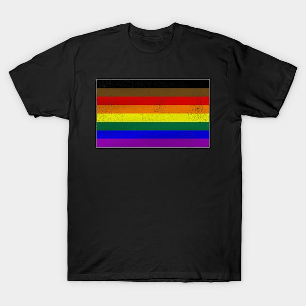 Distressed Philly LGBTQ Gay Pride Flag T-Shirt by wheedesign